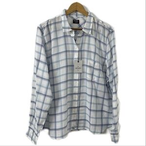 2/$30 UNTUCKit Women's Melini Blue & White Plaid Long Sleeve Button Down